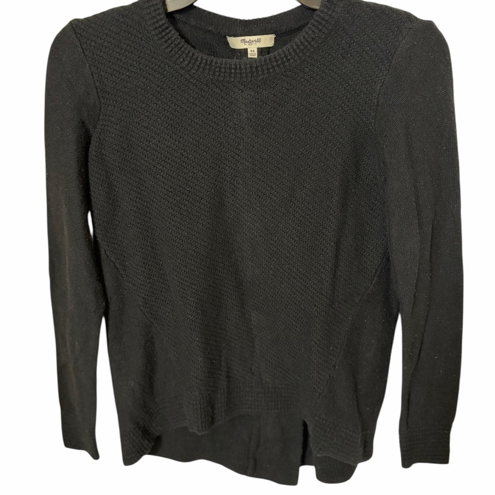 Madewell Black Textured Knit Back Zip Sweater XS